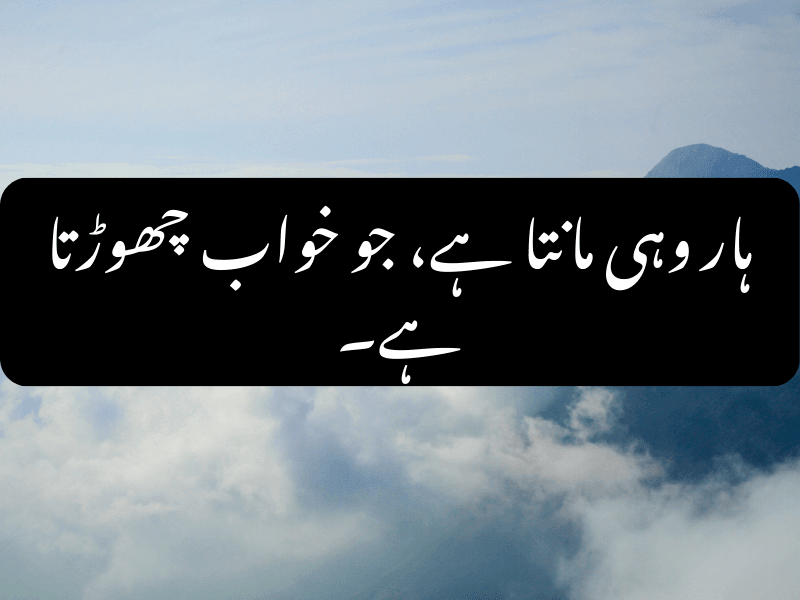 ہار وہی مانتا ہے، جو خواب چھوڑتا ہے۔ - Urdu Motivational Quote